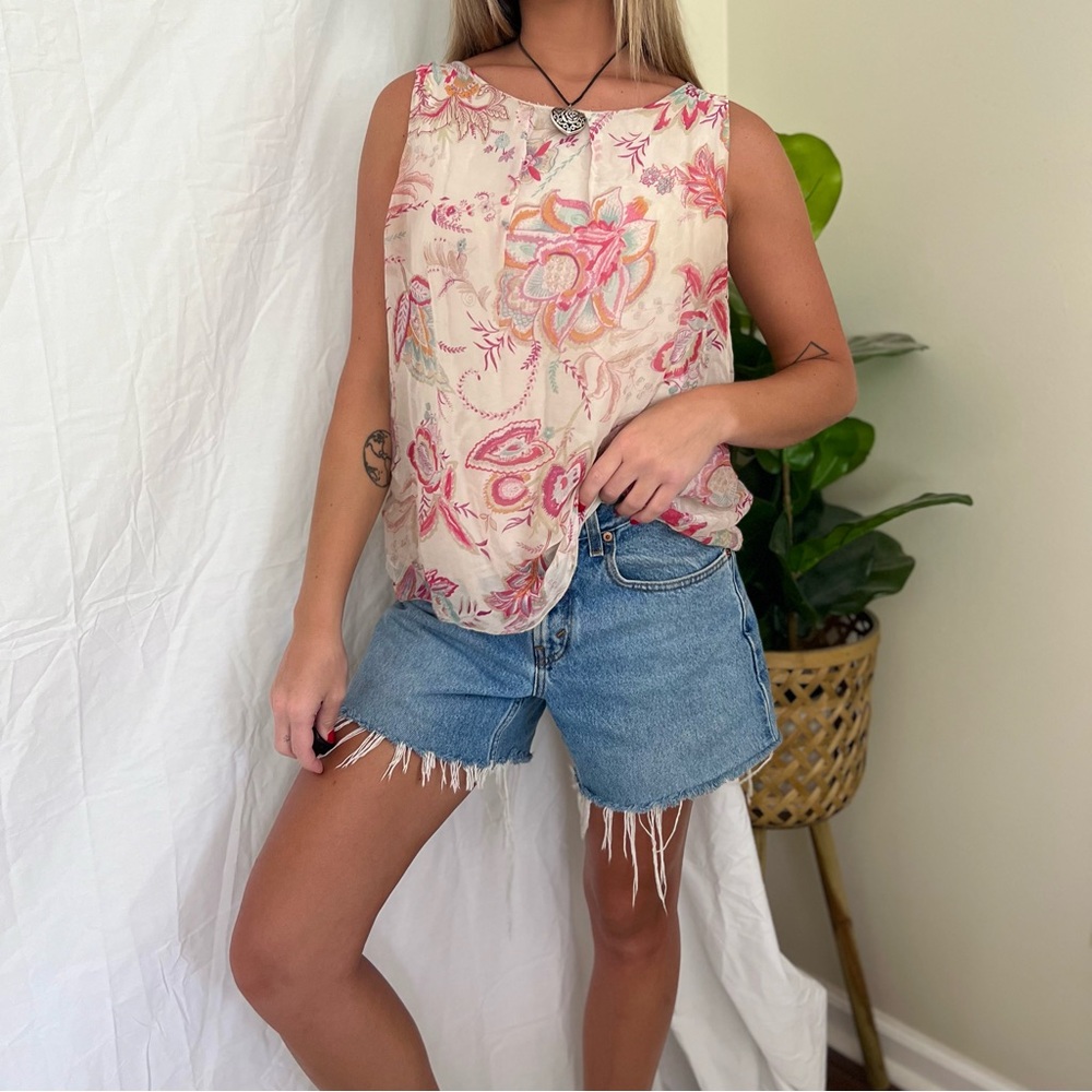 Italian Floral Flowy Tank Top